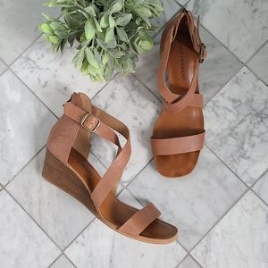 Lucky Brand Caisby Strappy Wedge Heel Leather Sandals 9